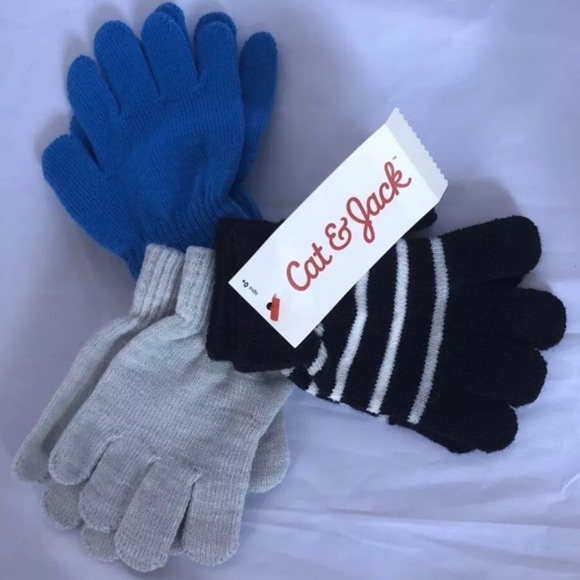 Cat & Jack Other - Cat & Jack OSFM toddler gloves blue grey stripped